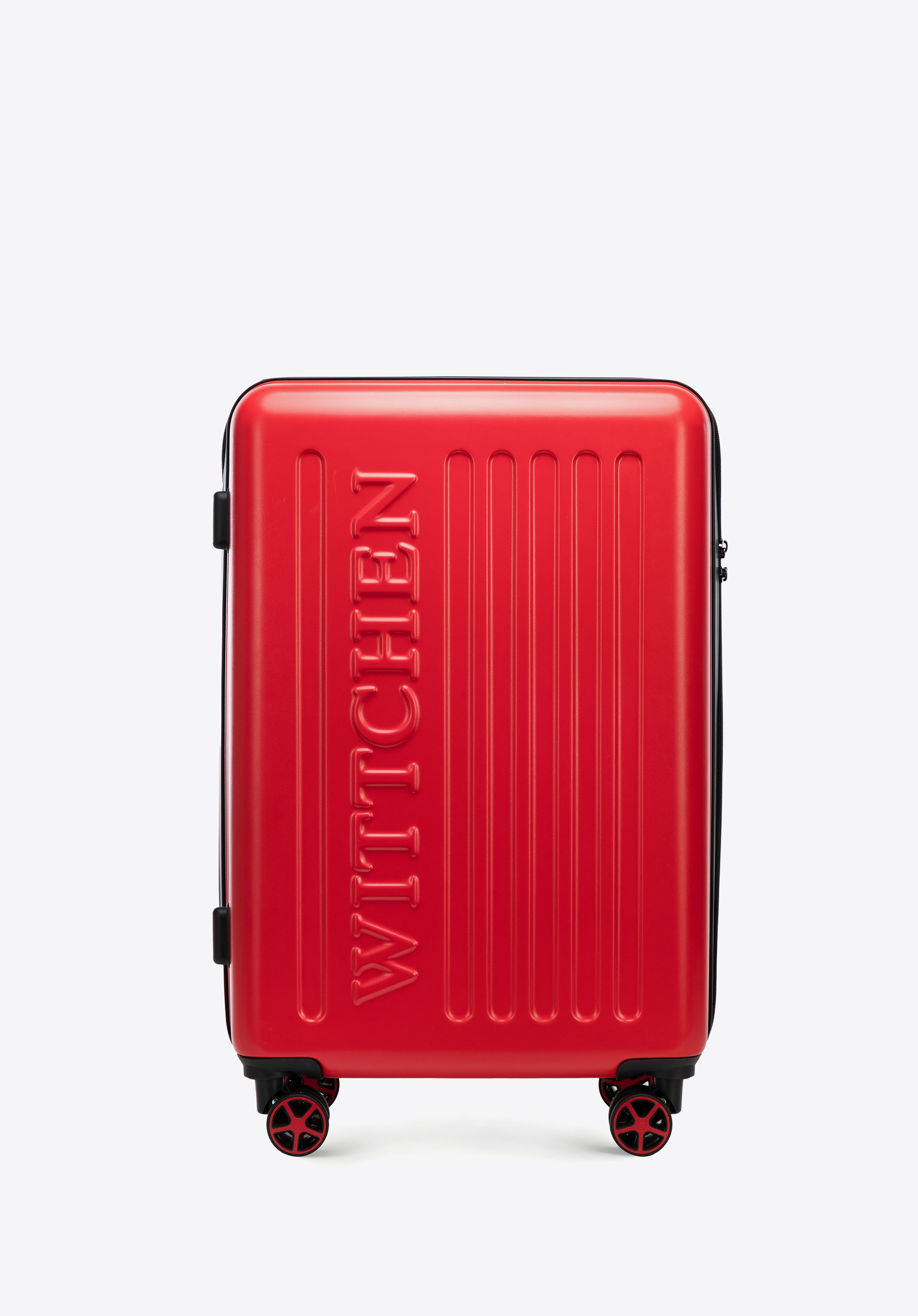 Mittelgroßer Koffer mit geprägtem Logo, rot, 56-3A-502-35, Bild 1