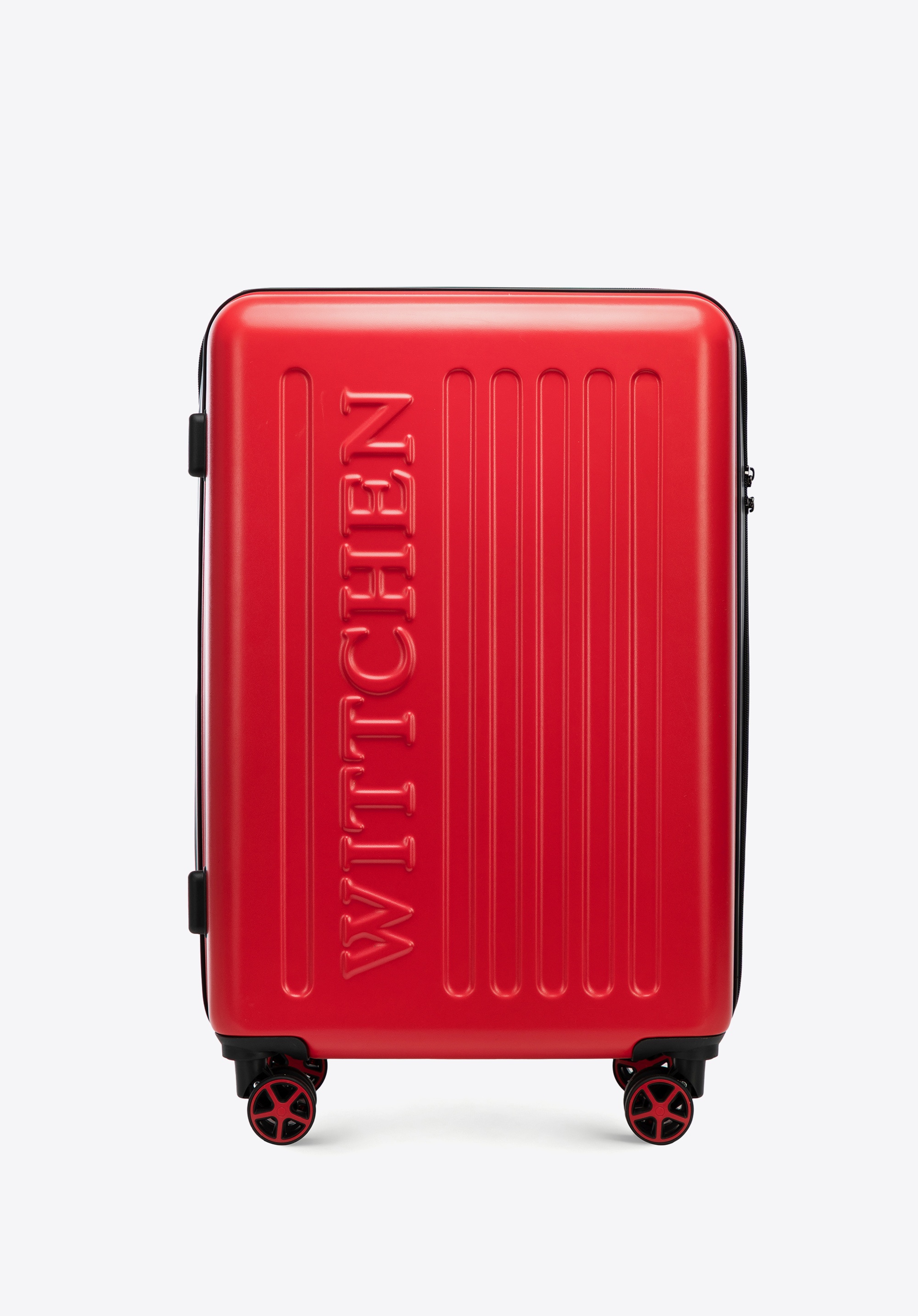 Mittelgroßer Koffer mit geprägtem Logo, rot, 56-3A-502-35, Bild 1