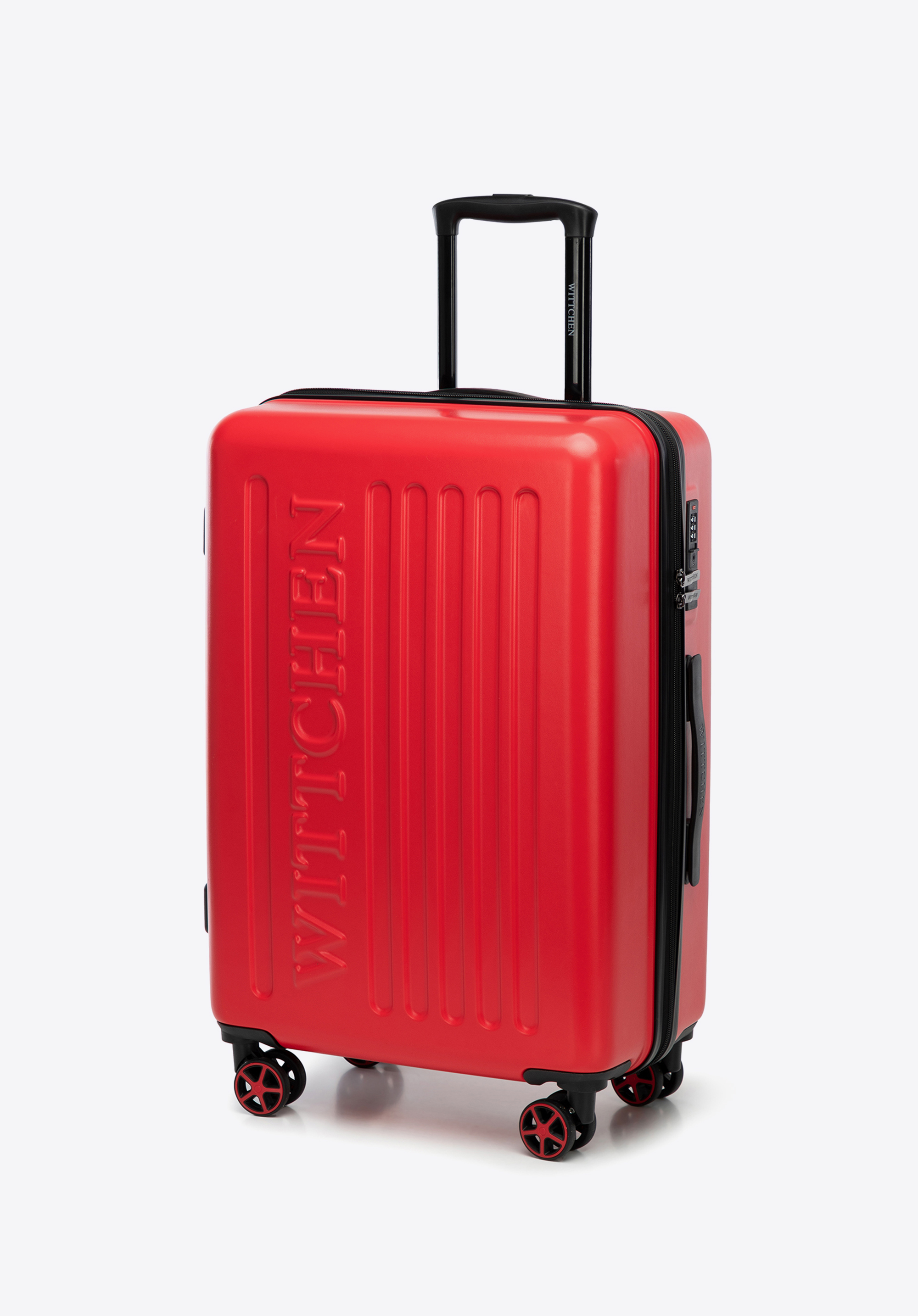 Mittelgroßer Koffer mit geprägtem Logo, rot, 56-3A-502-35, Bild 1