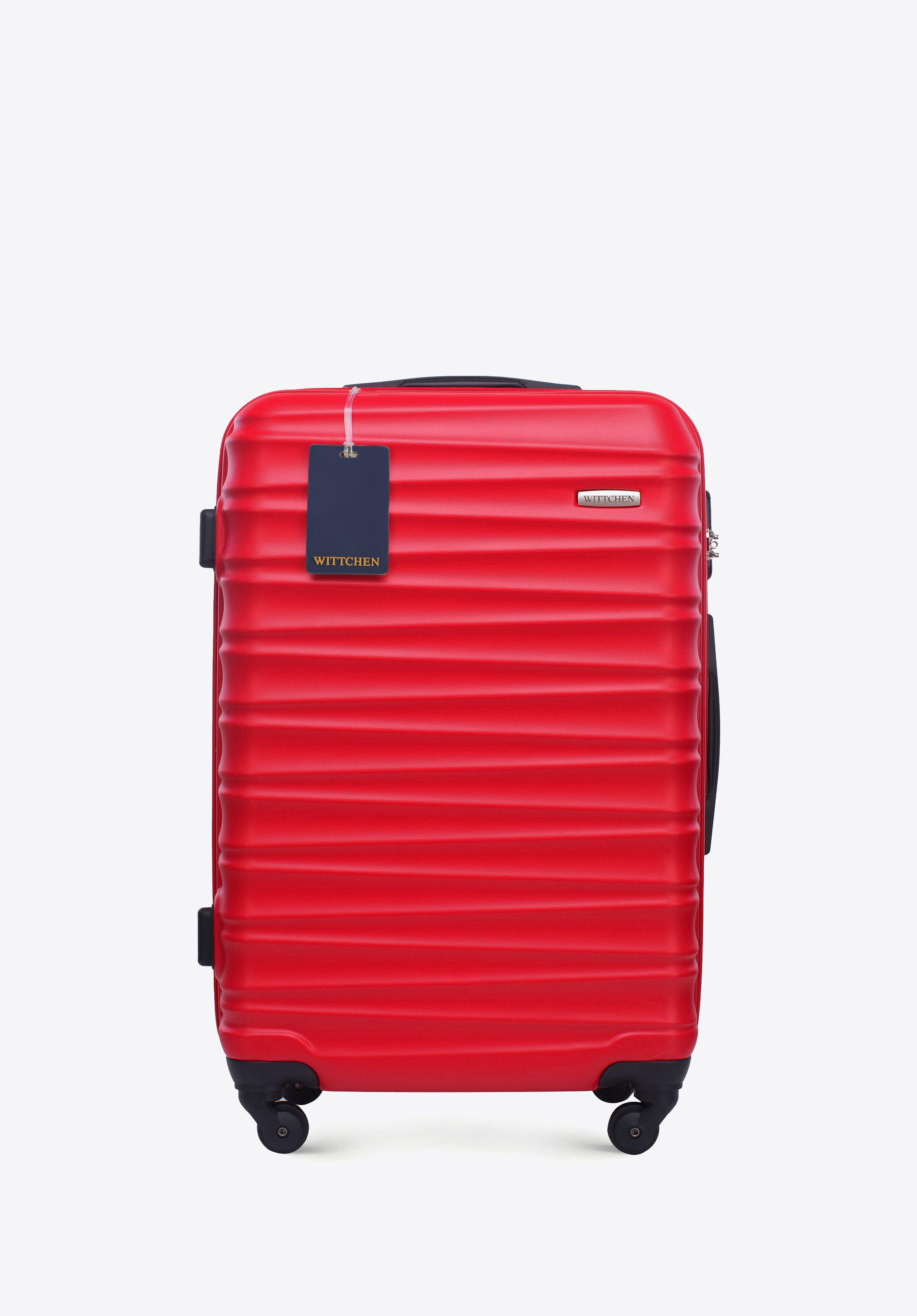 Mittelgroßer Koffer aus ABS-Material mit Gepäckanhänger, rot, 56-3A-312-35Z6, Bild 1