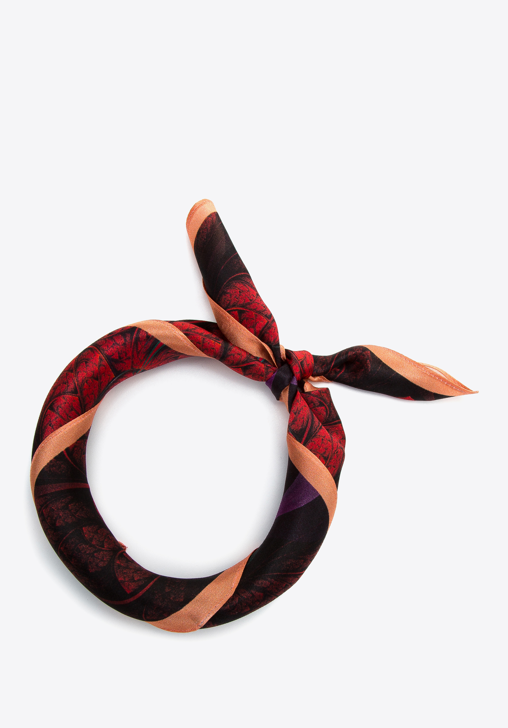 Gemusterter Seidenschal für Damen, rot-schwarz, 97-7D-S01-X26, Bild 1