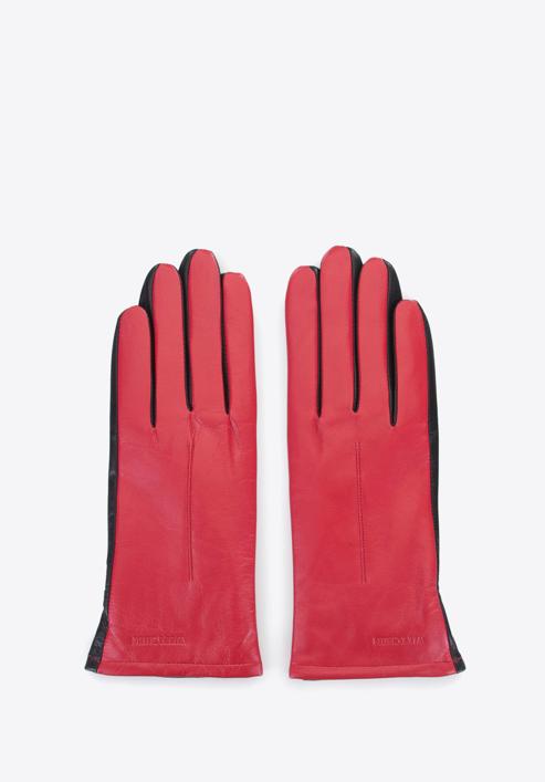zweifarbige Damenhandschuhe aus Leder, rot-schwarz, 39-6-649-3-L, Bild 3
