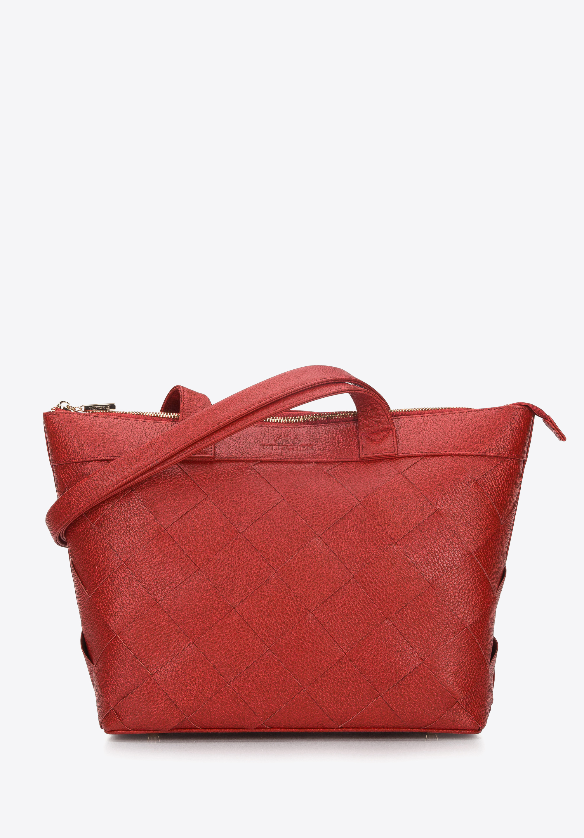 Shopper-Tasche aus Echtleder mit Flechtmuster