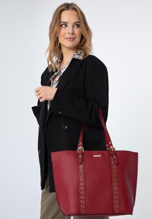 Shopper-Tasche mit Nietenriemen, rot, 97-4Y-771-3, Bild 1