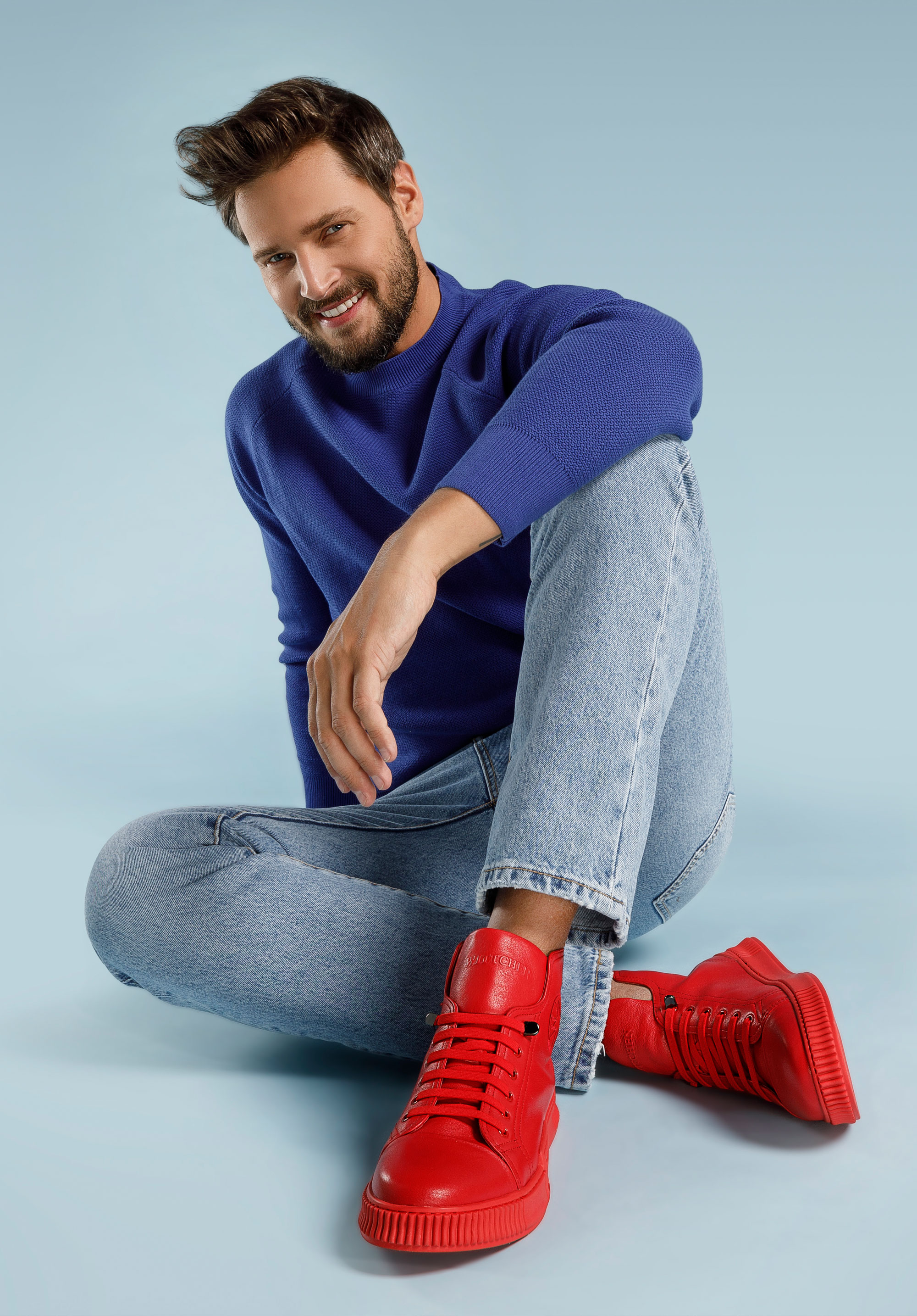 Sneakers für Herren aus Naturleder, rot, 94-M-950-3-41, Bild 1