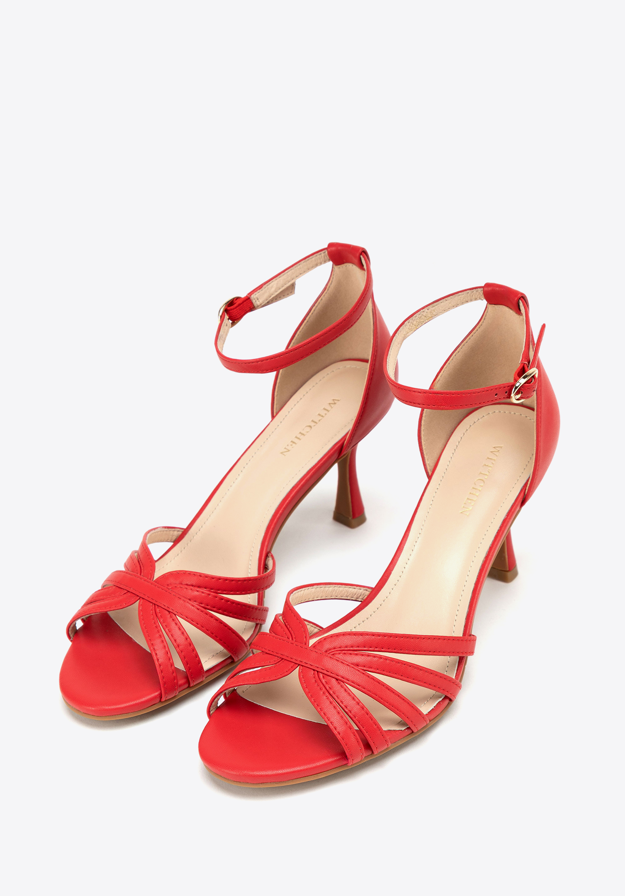 Stiletto-Sandalen aus Leder für Frauen, rot, 100-D-509-3-35, Bild 1