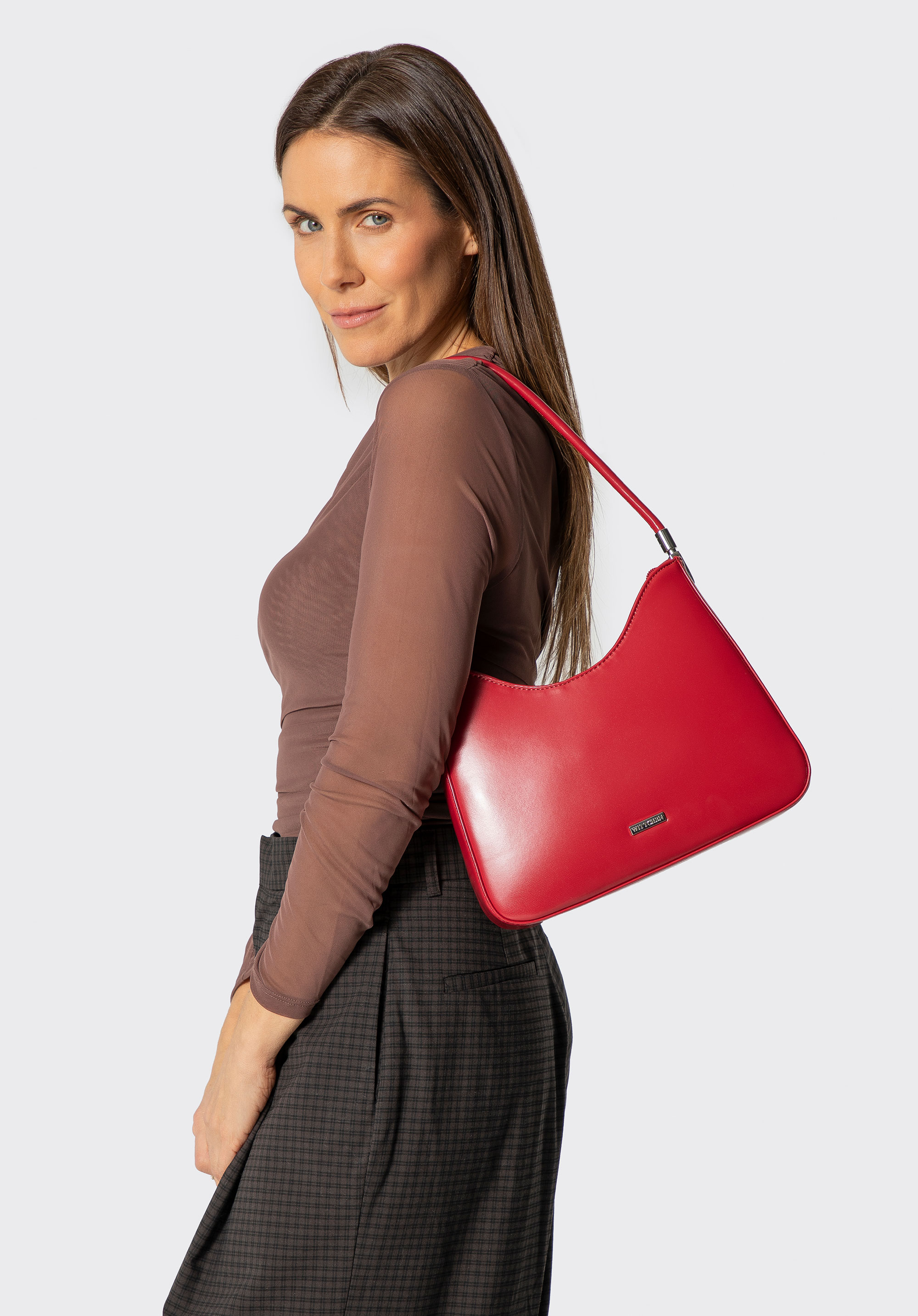 Stilvolle Schultertasche aus Kunstleder, rot, 101-4Y-434-3, Bild 1