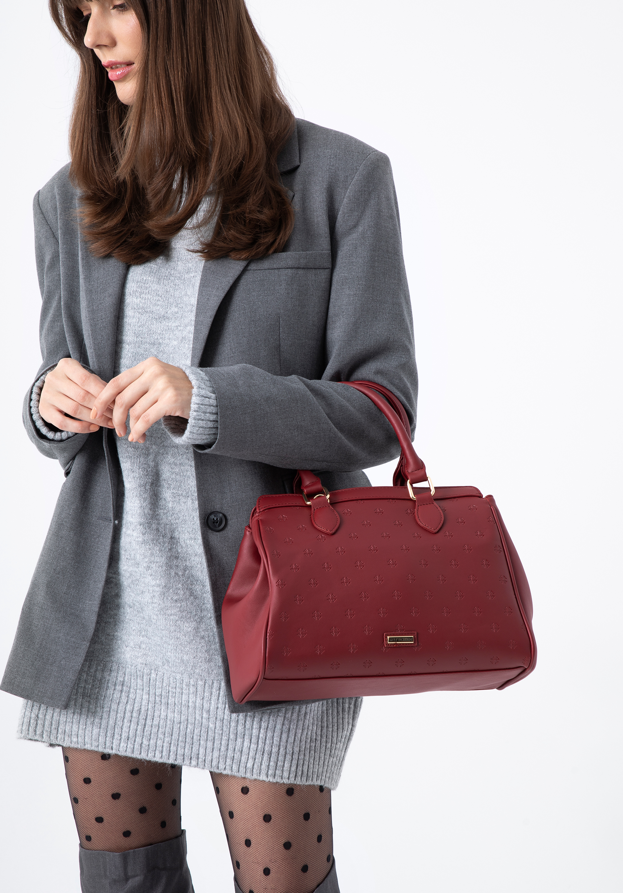 Klassische Köfferchen-Handtasche aus Leder