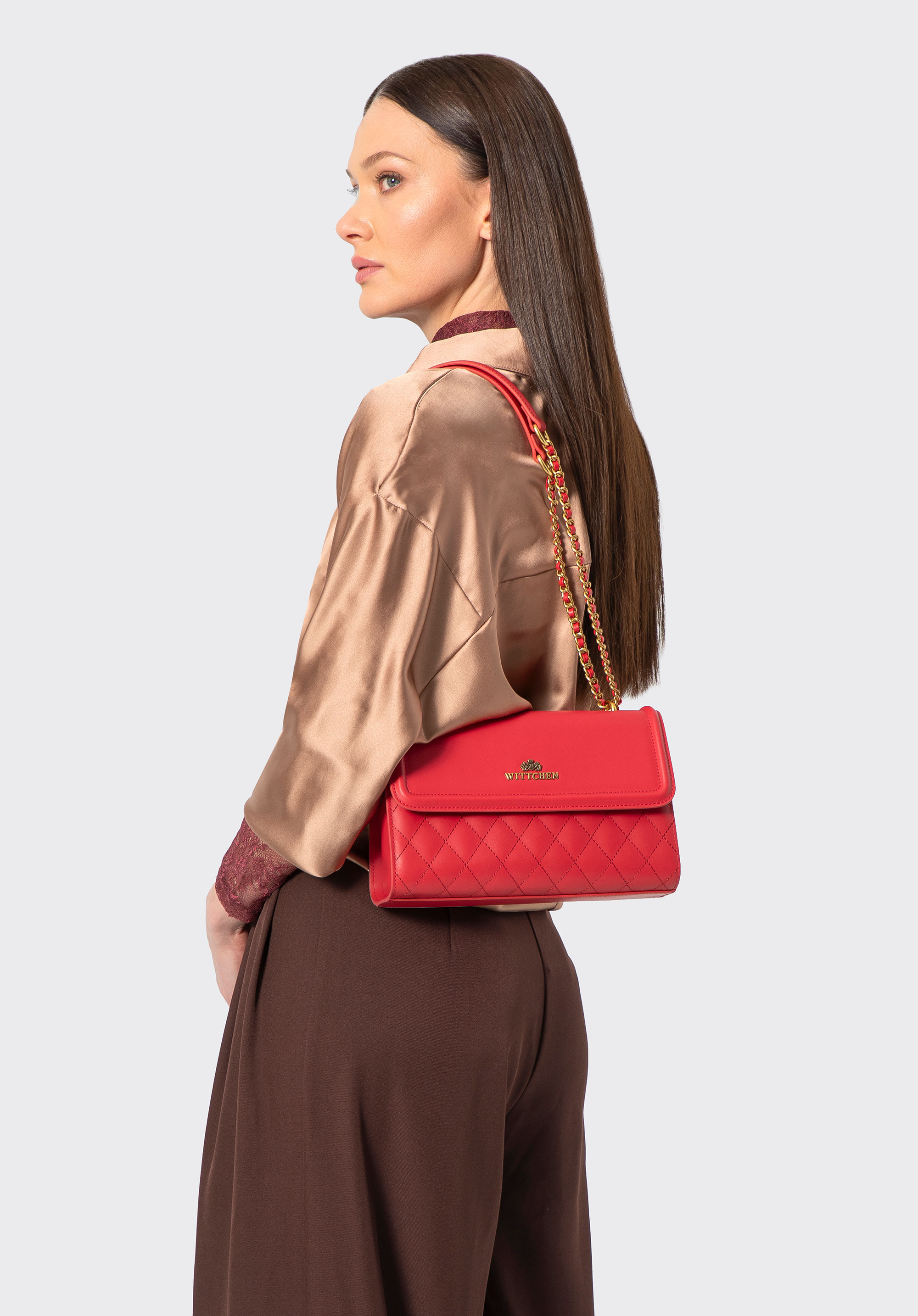 Umhängetasche aus Leder für Damen, rot, 100-4E-205-3, Bild 1