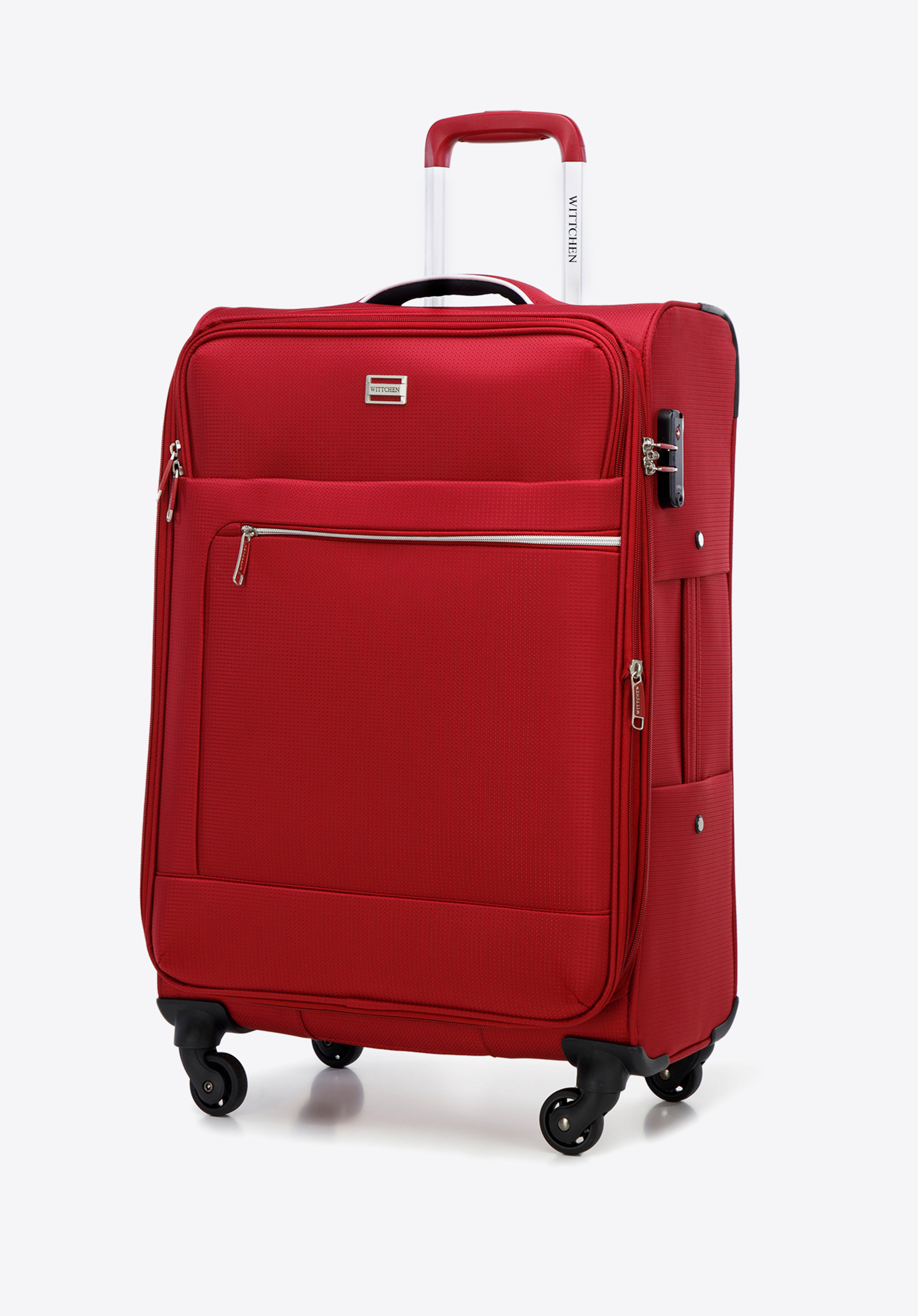 Weichschalenkoffer-Set mit glänzendem Reißverschluss, rot, 56-3S-85S-35, Bild 1