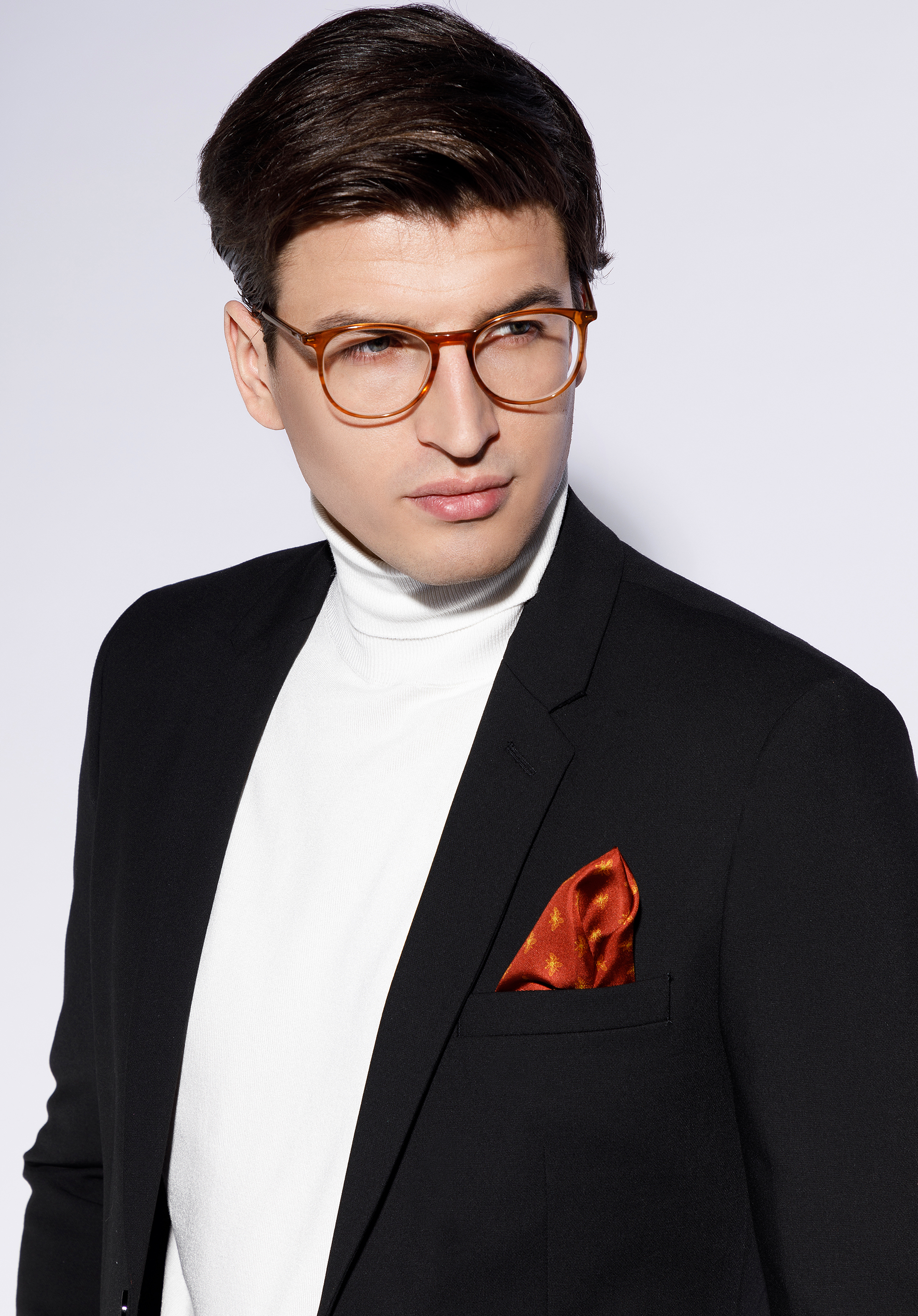 Batistă de buzunar din mătase cu model, roșu - galben, 96-7P-001-X3, Fotografie 1