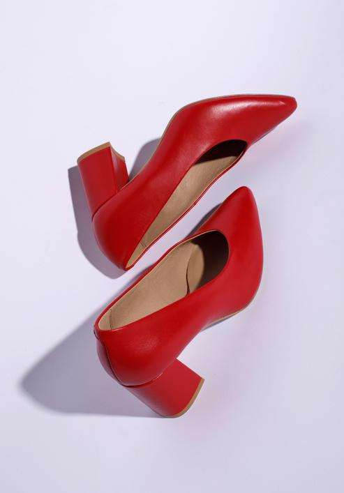 Pantofi de damă din piele decupați, cu toc, roșu, 94-D-802-9-36, Fotografie 15