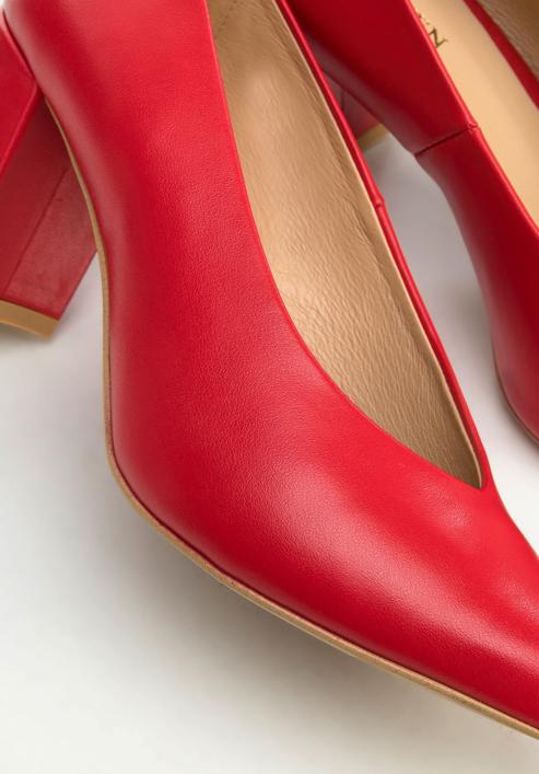 Pantofi de damă din piele decupați, cu toc, roșu, 94-D-802-9-36, Fotografie 7