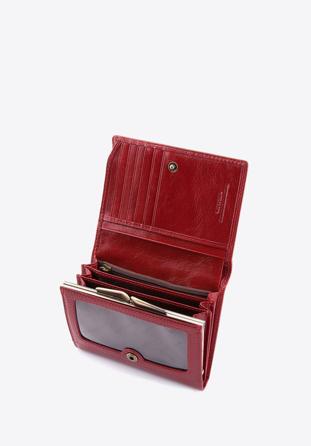 Portofel de damă din piele cu blazon și capsă, roșu, 22-1-070-3, Fotografie 1