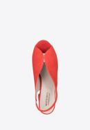 Sandale de damă din piele întoarsă cu toc, cu elastic, roșu, 90-D-651-3-37, Fotografie 5