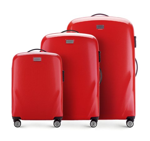 Set de valize din policarbonat, într-o singură culoare, roșu, 56-3P-57S-10, Fotografie 1