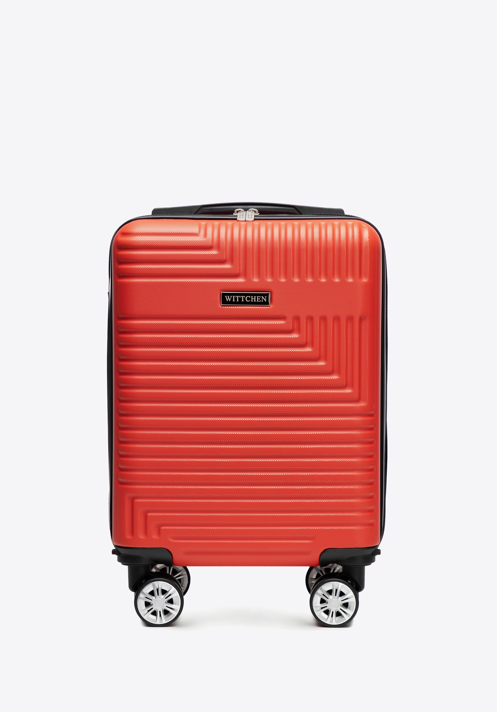 Valiză de cabină din ABS cu roți detașabile și model geometric, roșu, 56-3A-281-30B, Fotografie 1