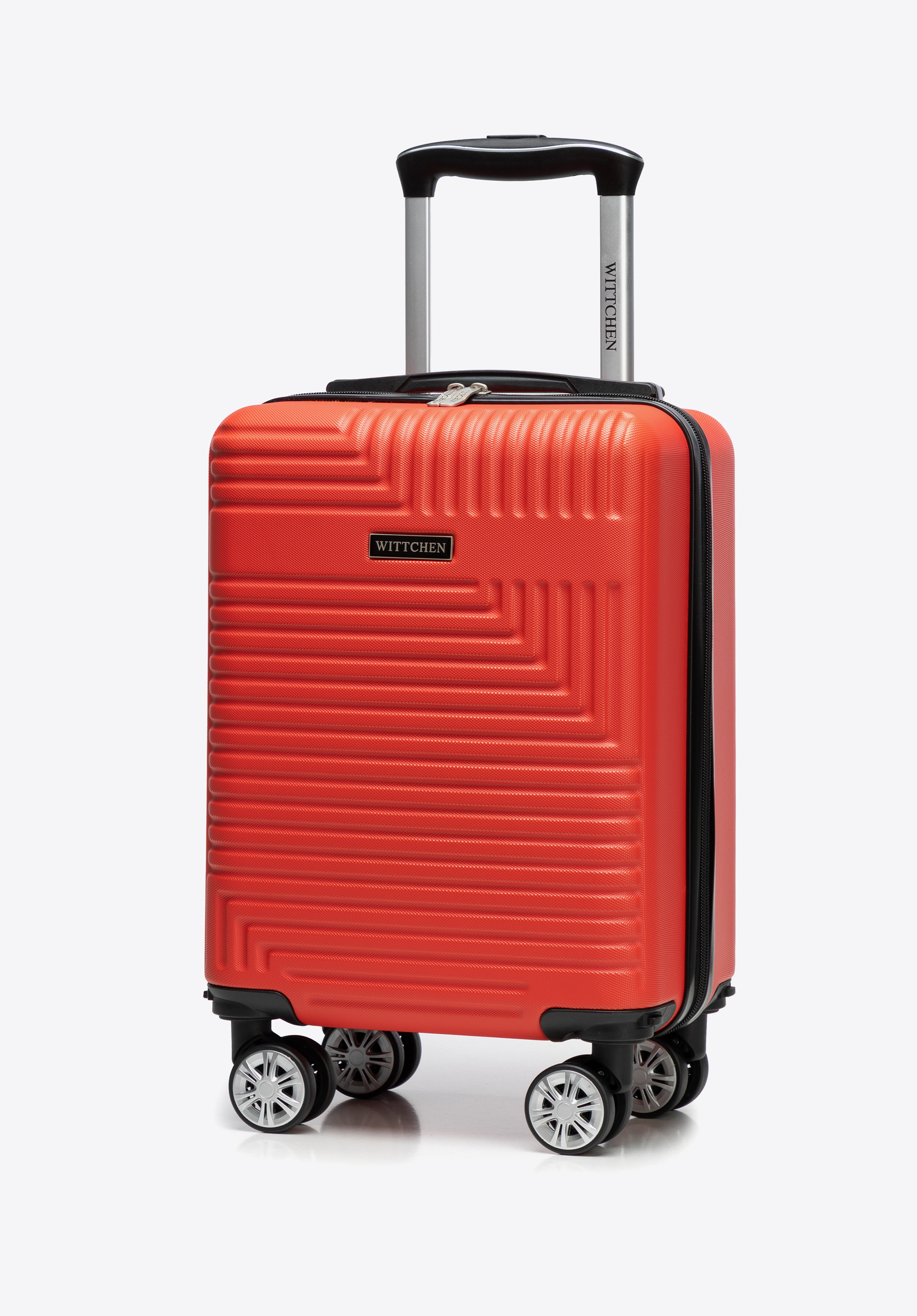 Valiză de cabină din ABS cu roți detașabile și model geometric, roșu, 56-3A-281-30B, Fotografie 1