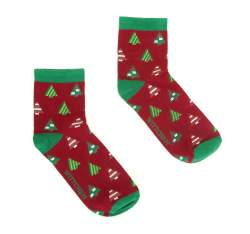 Șosete de damă cu brazi de Crăciun, roșu - verde, 93-SK-006-X1-35/37, Fotografie 1