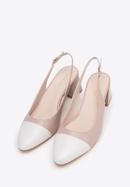 Pantofi  damă din piele cu toc bloc, roz - alb, 98-D-964-90-36, Fotografie 2