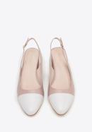 Pantofi  damă din piele cu toc bloc, roz - alb, 98-D-964-0-39, Fotografie 3