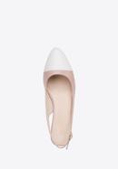 Pantofi  damă din piele cu toc bloc, roz - alb, 98-D-964-91-39, Fotografie 5