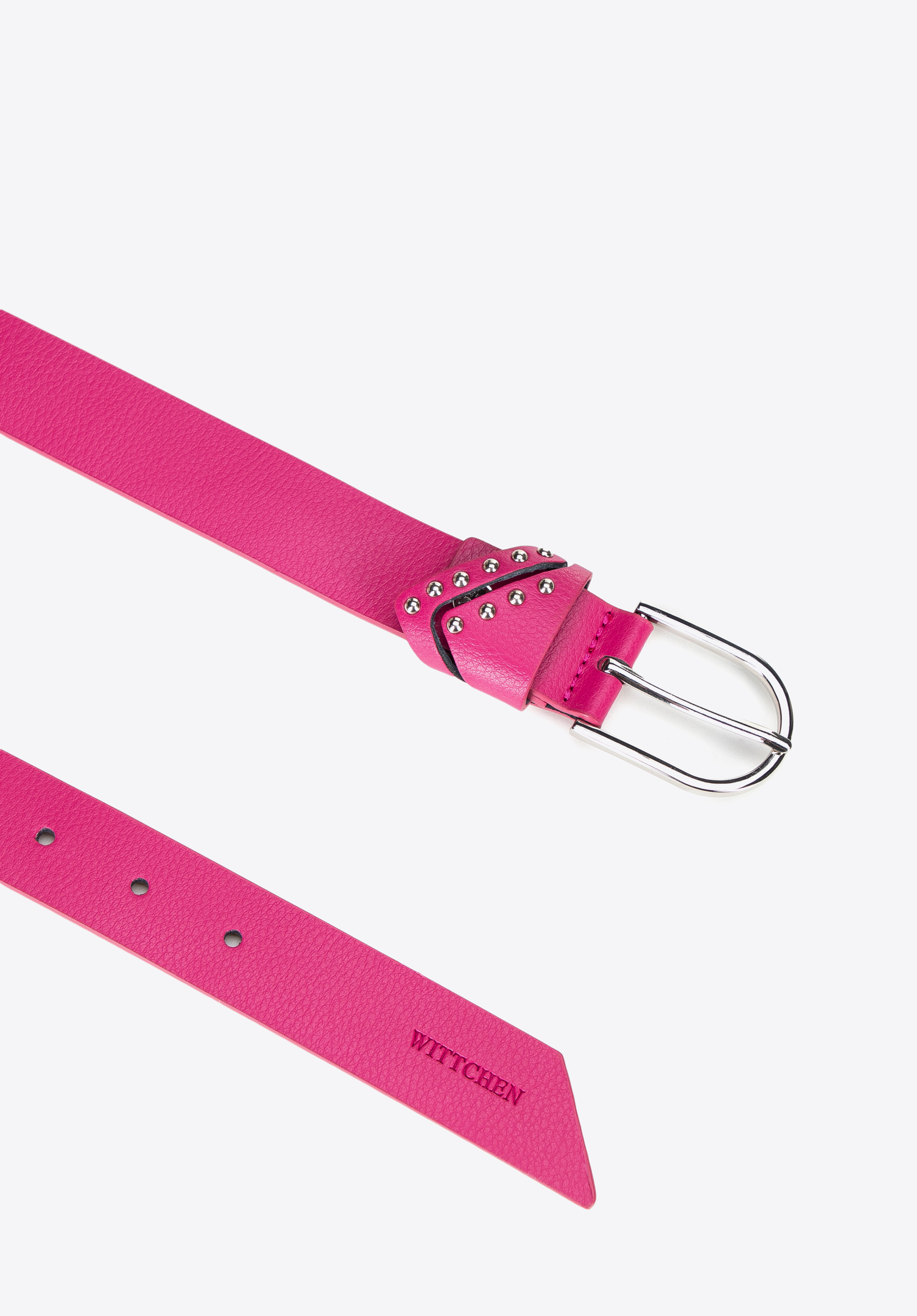 Curea din piele pentru femei cu detalii cu cuie, roz, 101-8D-202-P-M, Fotografie 1