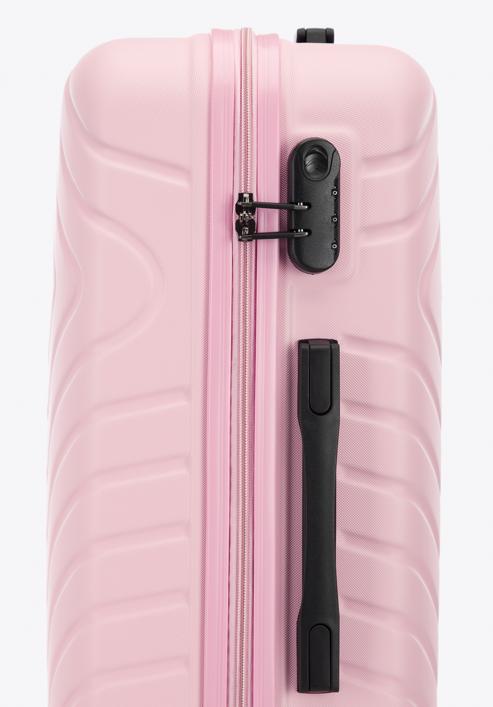 Set de valize din ABS cu model geometric ștanțat, roz deschis, 56-3A-75S-11, Fotografie 9