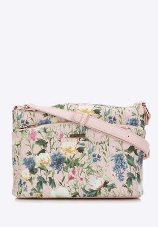 Geantă crossbody damă din piele artificială cu imprimeu floral, roz deschis, 98-4Y-203-P, Fotografie 1