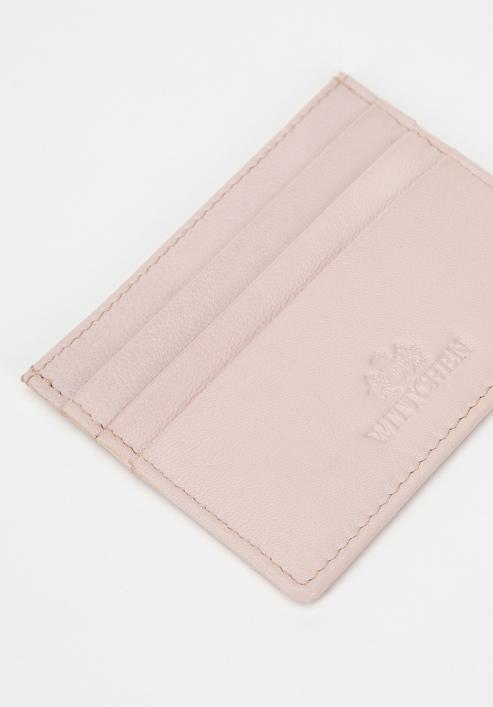 Husă de card de credit clasic din piele, roz deschis, 98-2-002-N, Fotografie 4