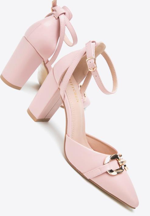 Pantofi de damă cu toc bloc, roz deschis, 98-DP-208-1-35, Fotografie 9