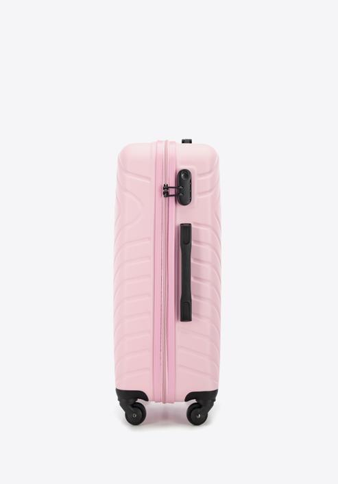 Set de valize din ABS cu model geometric ștanțat, roz deschis, 56-3A-75S-11, Fotografie 3