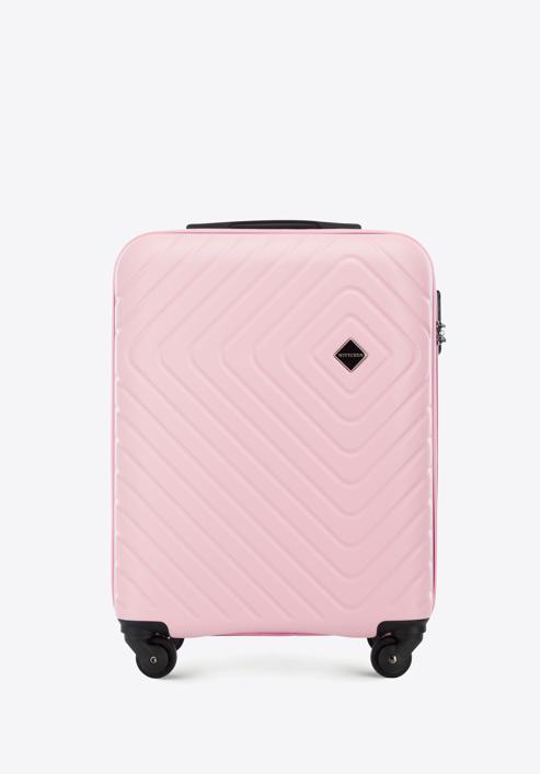 Valiză de cabină din ABS cu model geometric ștanțat, roz deschis, 56-3A-751-11, Fotografie 1