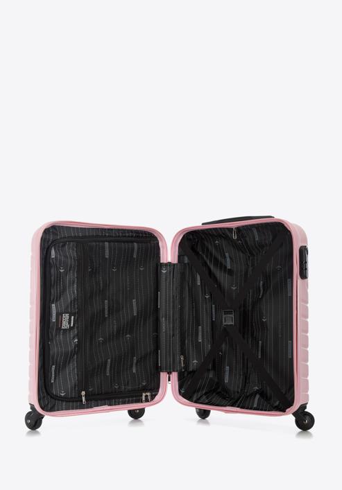 Valiză de cabină din ABS cu model geometric ștanțat, roz deschis, 56-3A-751-11, Fotografie 5