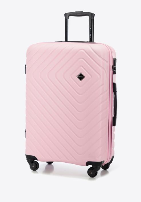 Set de valize din ABS cu model geometric ștanțat, roz deschis, 56-3A-75S-11, Fotografie 5