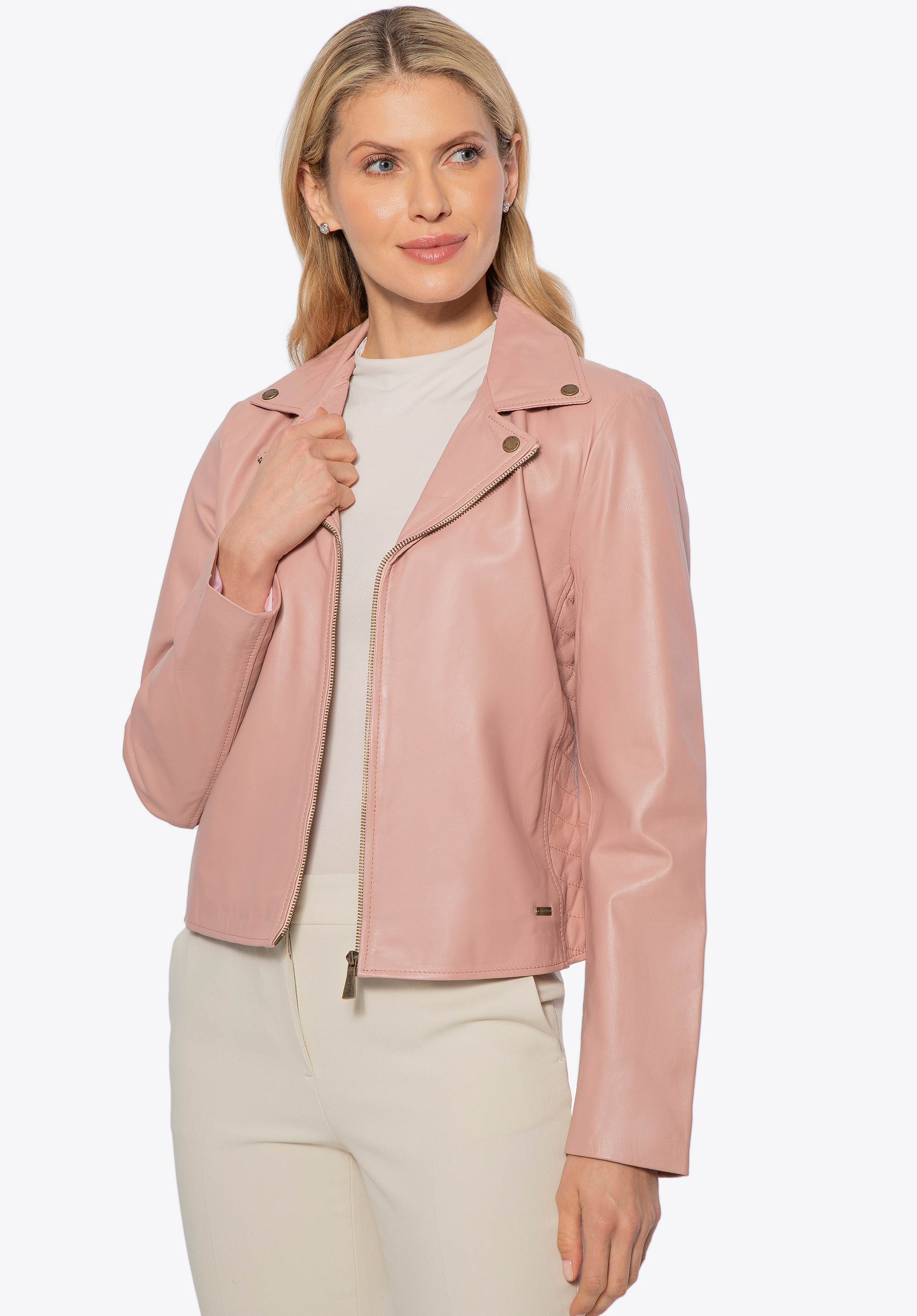 Geacă de piele damă, roz, 100-09-805-P-XL, Fotografie 1