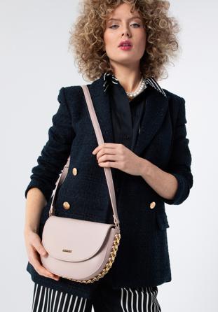 Geantă crossbody de damă din imitație de piele cu detaliu de lanț împletit, roz, 98-4Y-515-P, Fotografie 1