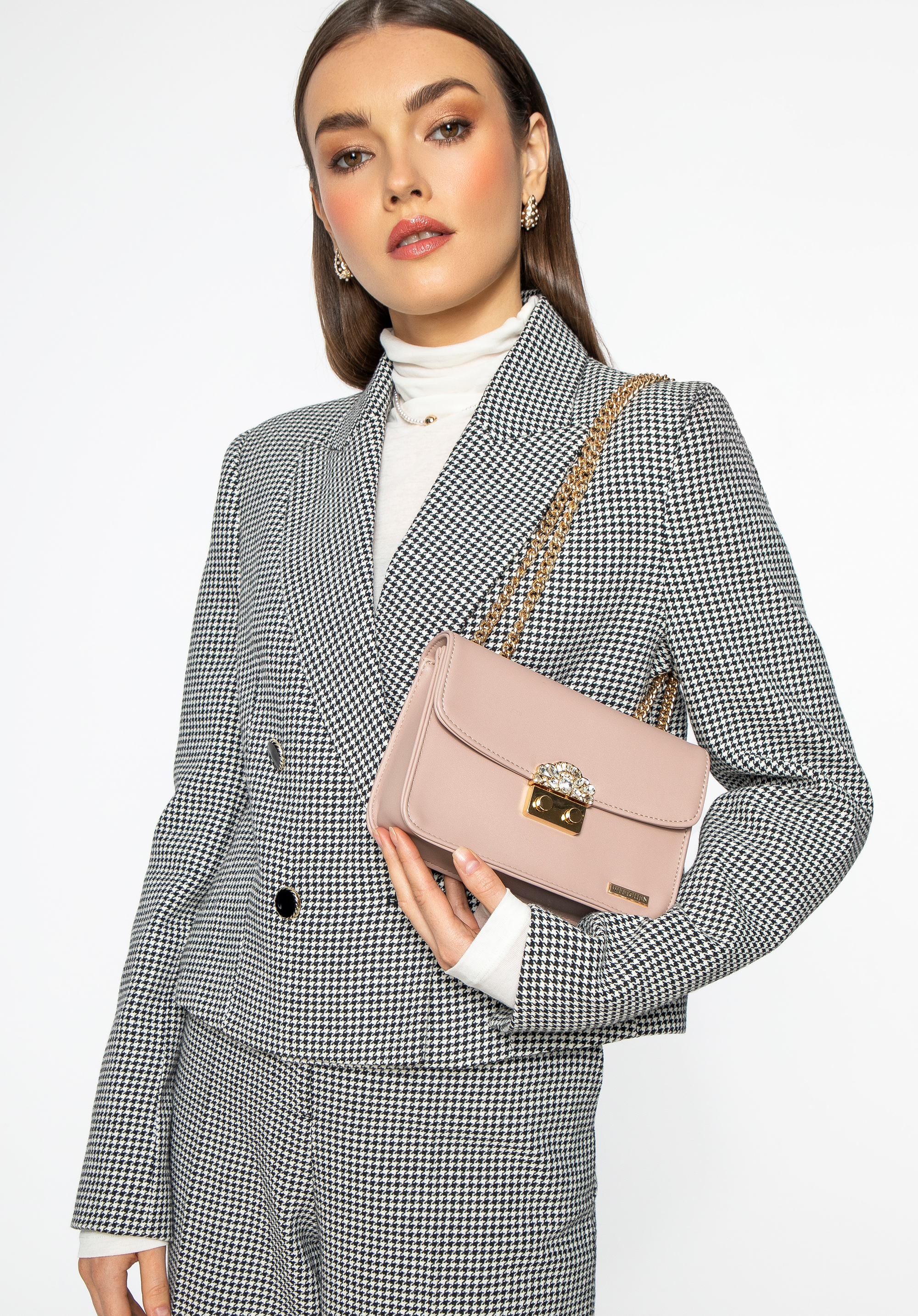 Geantă crossbody pentru femei cu închizătoare de bijuterii, roz, 99-4Y-228-P, Fotografie 1