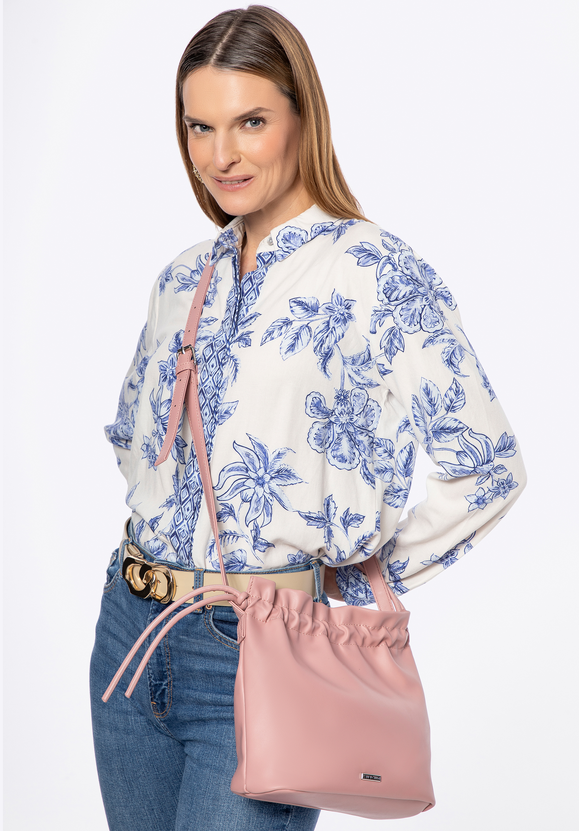 Geanta de damă crossbody cu detalii decorative, roz, 100-4Y-435-P, Fotografie 1