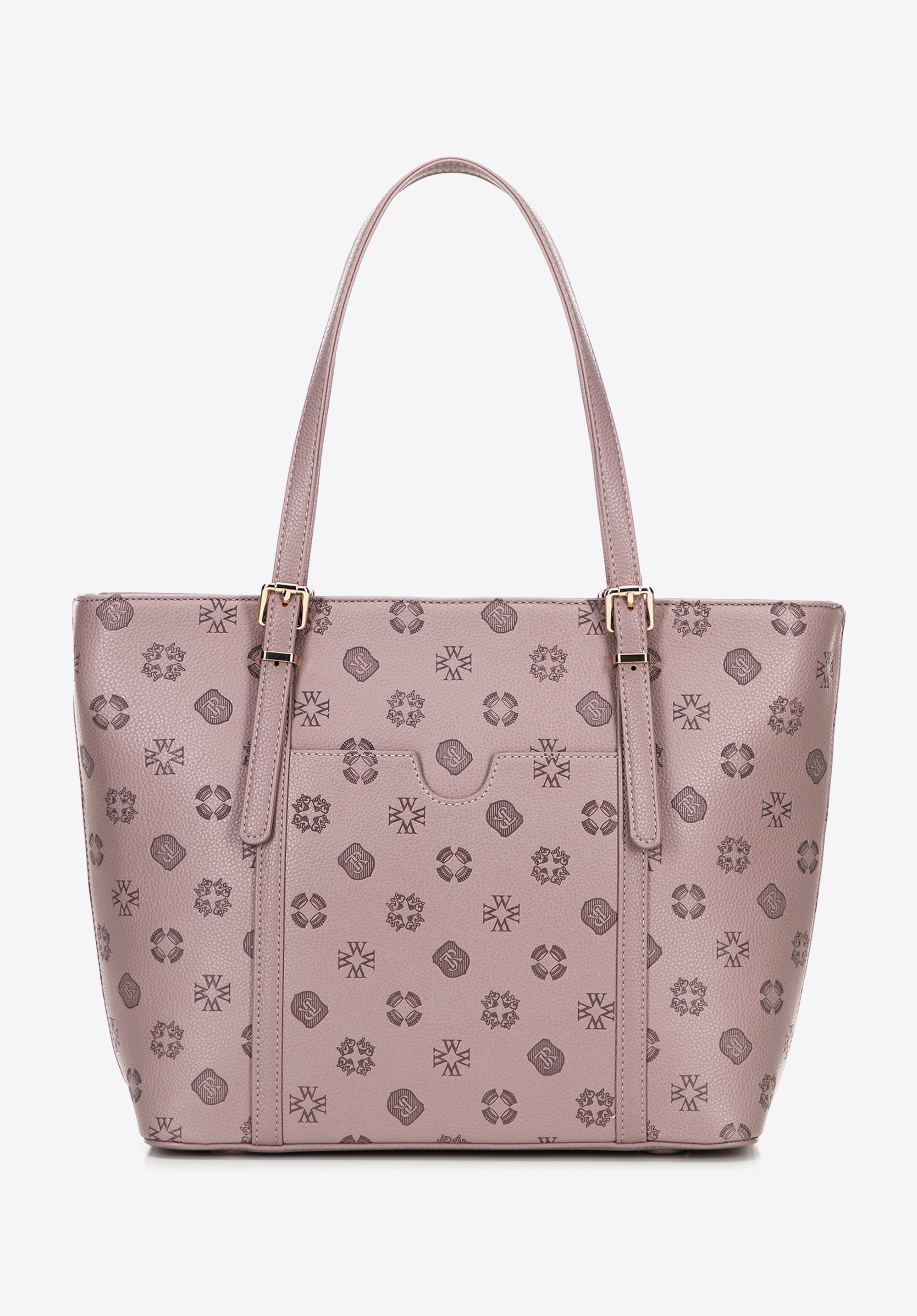 Geantă de damă din piele ecologică cu relief, roz stins, 101-4Y-P05-P, Fotografie 1