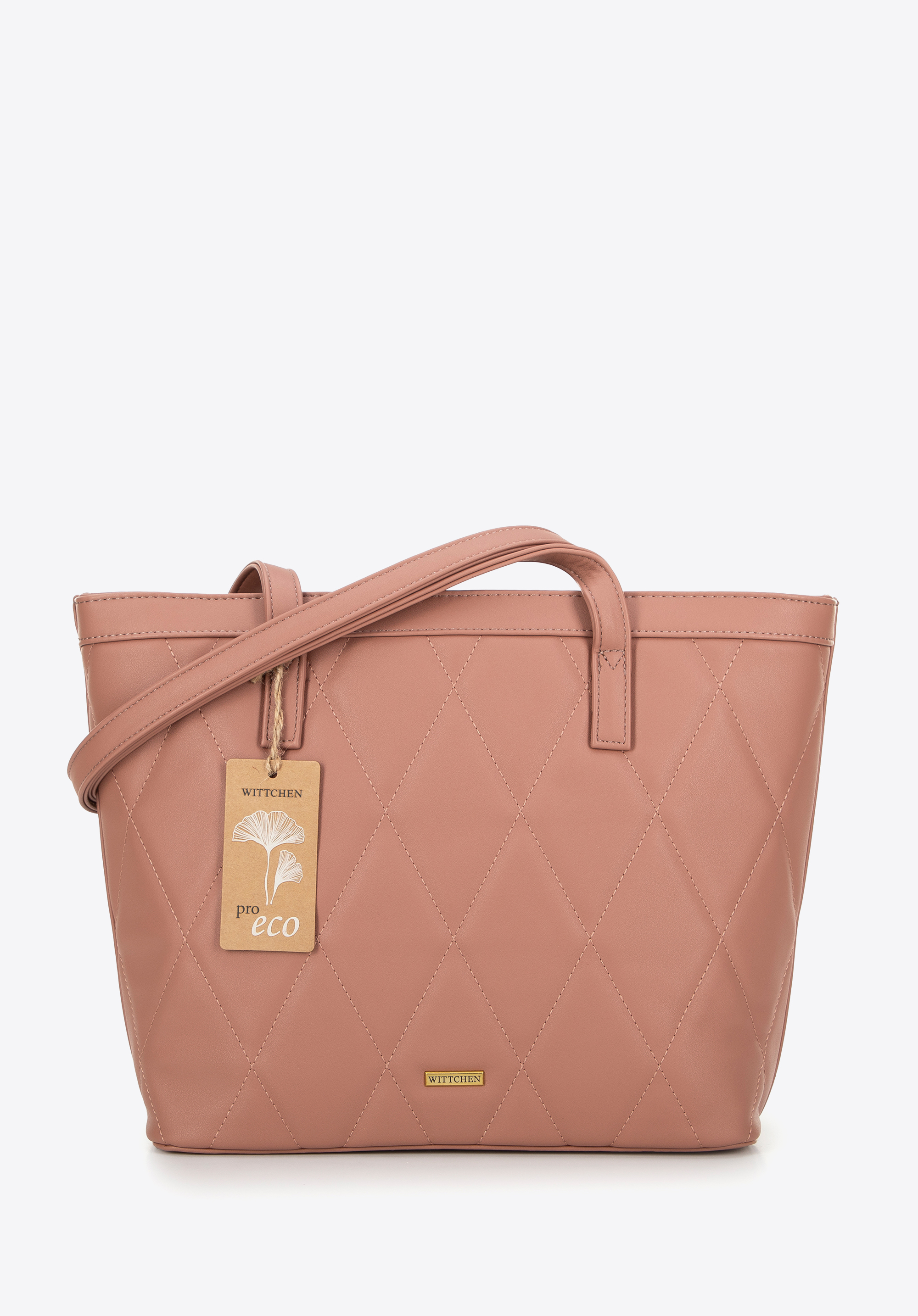 Geantă shopper de damă matlasată din piele artificială, roz, 99-4Y-211-P, Fotografie 1