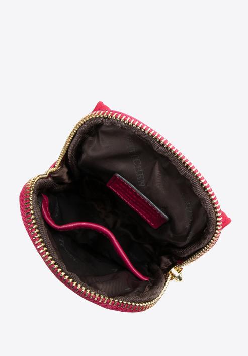 Mini geantă de mână din piele matlasată, roz închis, 97-2E-611-N, Fotografie 3