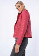 Jachetă biker din piele artificială pentru femei cu inserție matlasată, roz, 97-9P-102-P-L, Fotografie 17