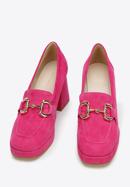 Pantofi cu platformă din piele de căprioară, cu detalii cu cataramă, roz, 96-D-509-Z-40, Fotografie 2