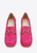 Pantofi cu platformă din piele de căprioară, cu detalii cu cataramă, roz, 96-D-509-Z-41, Fotografie 3