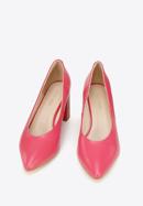 Pantofi damă din piele clasici din piele cu toc pătrat, roz, 96-D-501-P-36, Fotografie 3