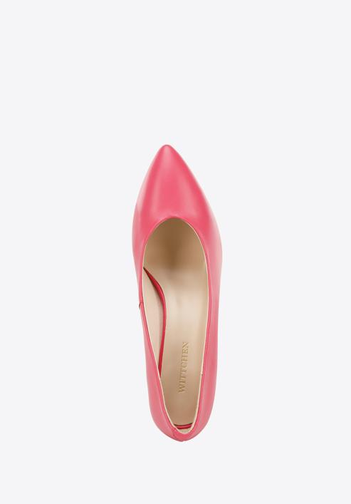 Pantofi damă din piele clasici din piele cu toc pătrat, roz, 96-D-501-P-36, Fotografie 4