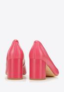 Pantofi damă din piele clasici din piele cu toc pătrat, roz, 96-D-501-7-38, Fotografie 5