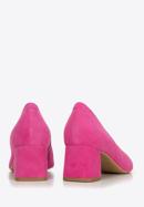 Pantofi damă din piele întoarsă decupate cu toc gros, roz, 94-D-801-P-37, Fotografie 4