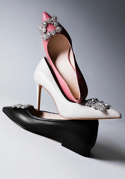 Pantofi din piele cu toc stiletto cu cataramă strălucitoare, roz, 98-D-950-9-38, Fotografie 20